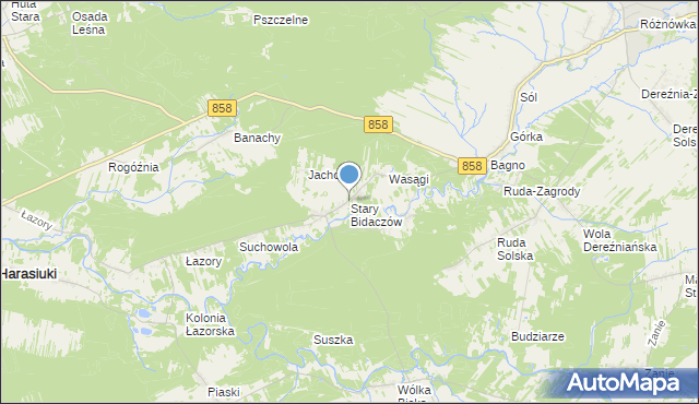 mapa Stary Bidaczów, Stary Bidaczów na mapie Targeo